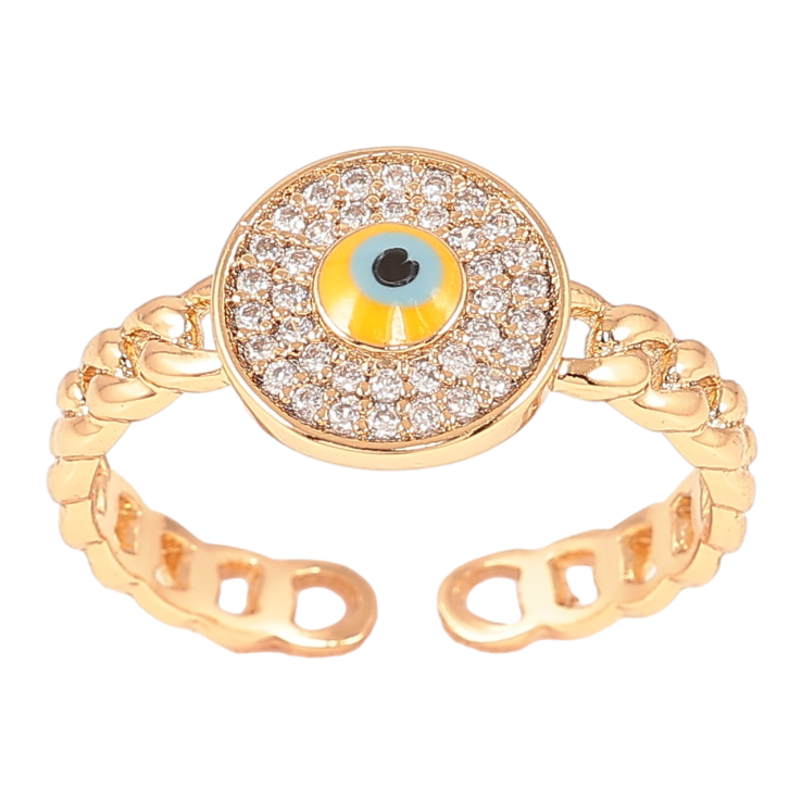 Каблучка Xuping Позолота 18K «Оберіг «Око Фатіми» з інкрустацією цирконієм» фото №13 Каблучка Xuping Позолота 18K «Оберіг «Око Фатіми» з інкрустацією цирконієм» фото №13