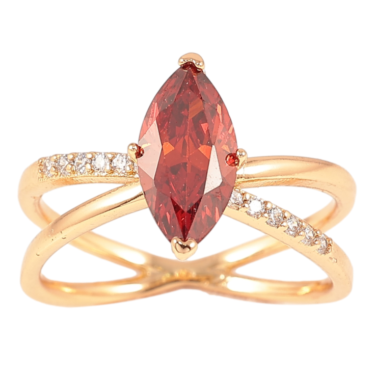 Кольцо Xuping Позолота 18K Скрещение линий с красным фианитом фото №3 Кольцо Xuping Позолота 18K Скрещение линий с красным фианитом фото №3
