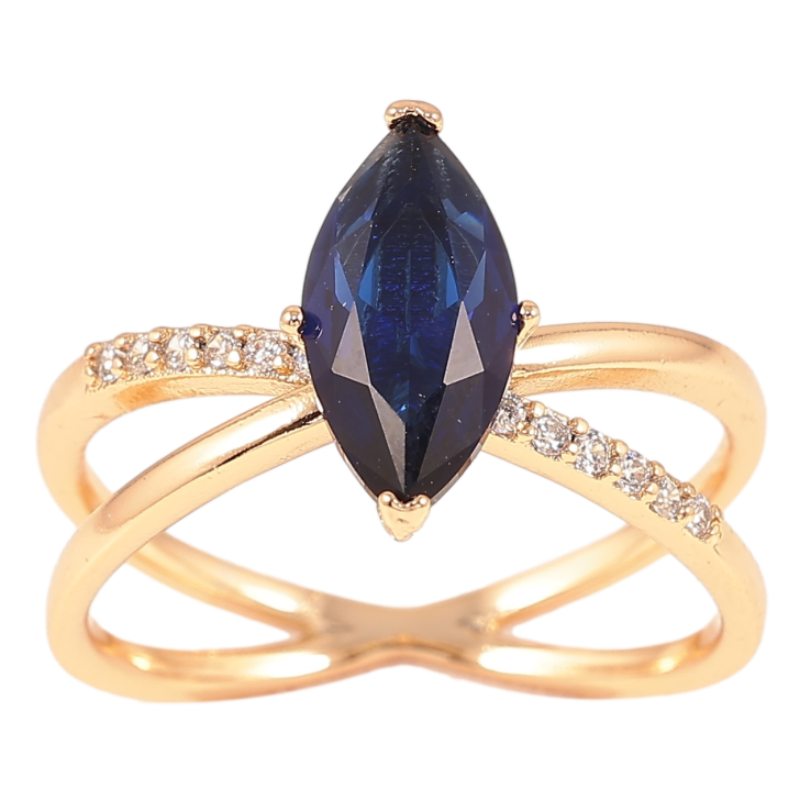 Каблучка Xuping Позолота 18K «Схрещення ліній з синім фіанітом» фото №25 Каблучка Xuping Позолота 18K «Схрещення ліній з синім фіанітом» фото №25