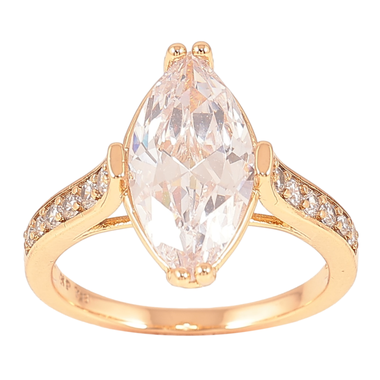 Каблучка Xuping Позолота 18K «Фіаніт «Маркіз» з доріжками цирконію» фото №6 Каблучка Xuping Позолота 18K «Фіаніт «Маркіз» з доріжками цирконію» фото №6