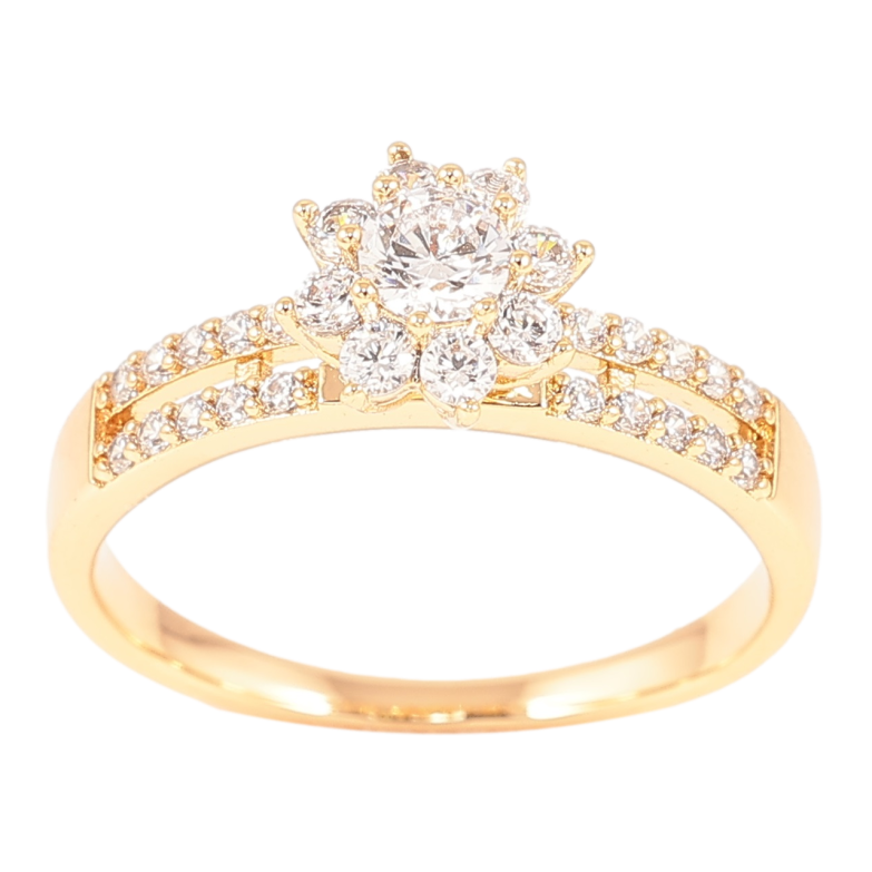 Кольцо Xuping Позолота 18K Кристальный цветок на дорожках циркония фото №1 Кольцо Xuping Позолота 18K Кристальный цветок на дорожках циркония фото №1