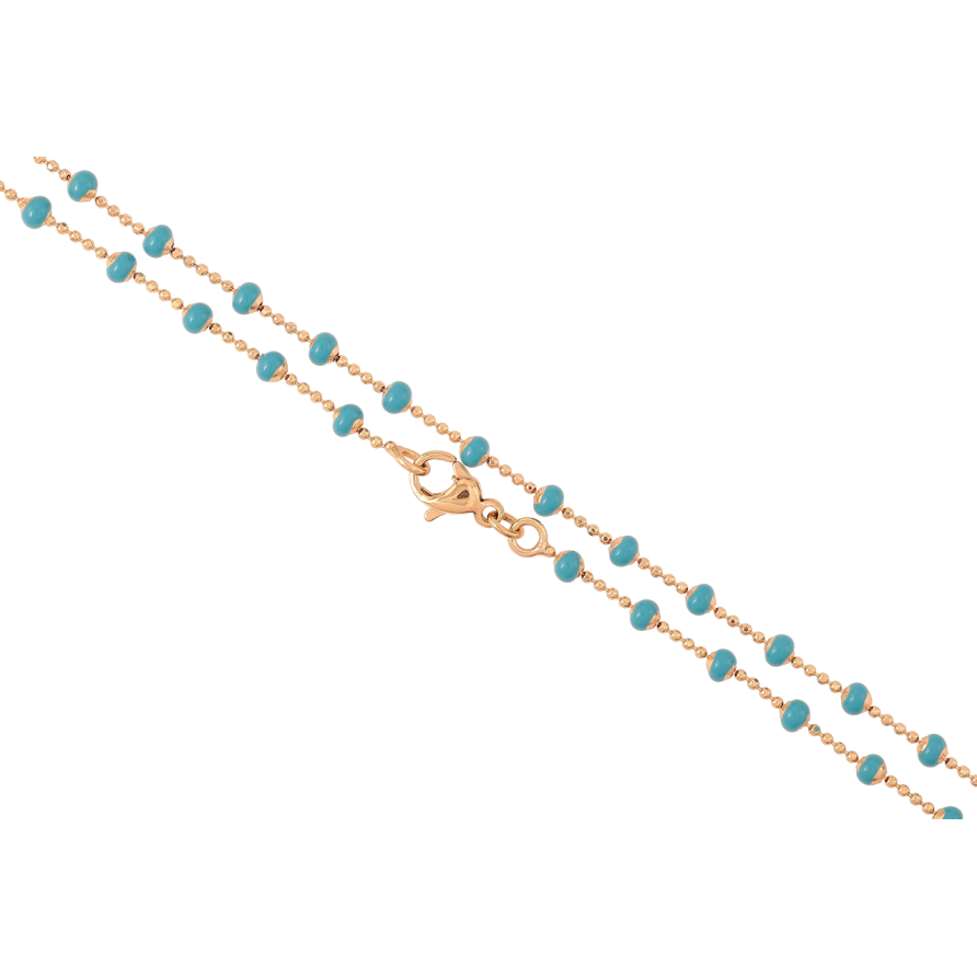 Ланцюжок Xuping Позолота 18K Плетіння Перлина з блакитними намистинами» довжина 45см х 1мм фото №1