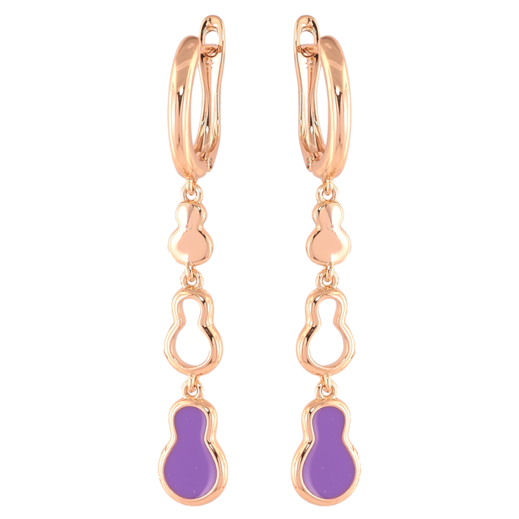 Серьги Xuping Позолота 18K английский замок Фигурные подвески с фиолетовой эмалью фото №21
