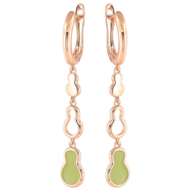 Серьги Xuping Позолота 18K английский замок Фигурные подвески с салатовой эмалью фото №22