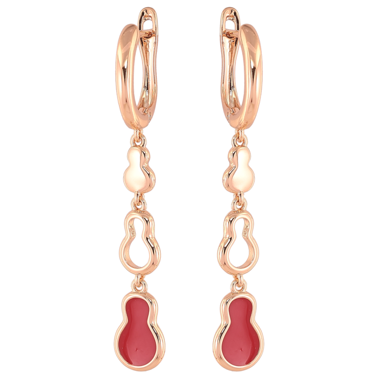 Серьги Xuping Позолота 18K английский замок Фигурные подвески с красной эмалью фото №17
