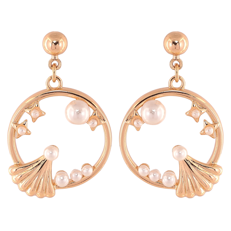Серьги Xuping Позолота 18K пусеты Круглые подвески с узором из жемчужин фото №23