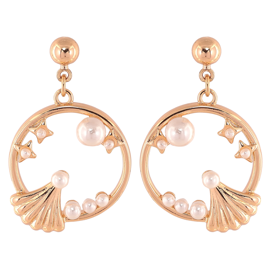 Серьги Xuping Позолота 18K пусеты Круглые подвески с узором из жемчужин фото №1 Серьги Xuping Позолота 18K пусеты Круглые подвески с узором из жемчужин фото №1
