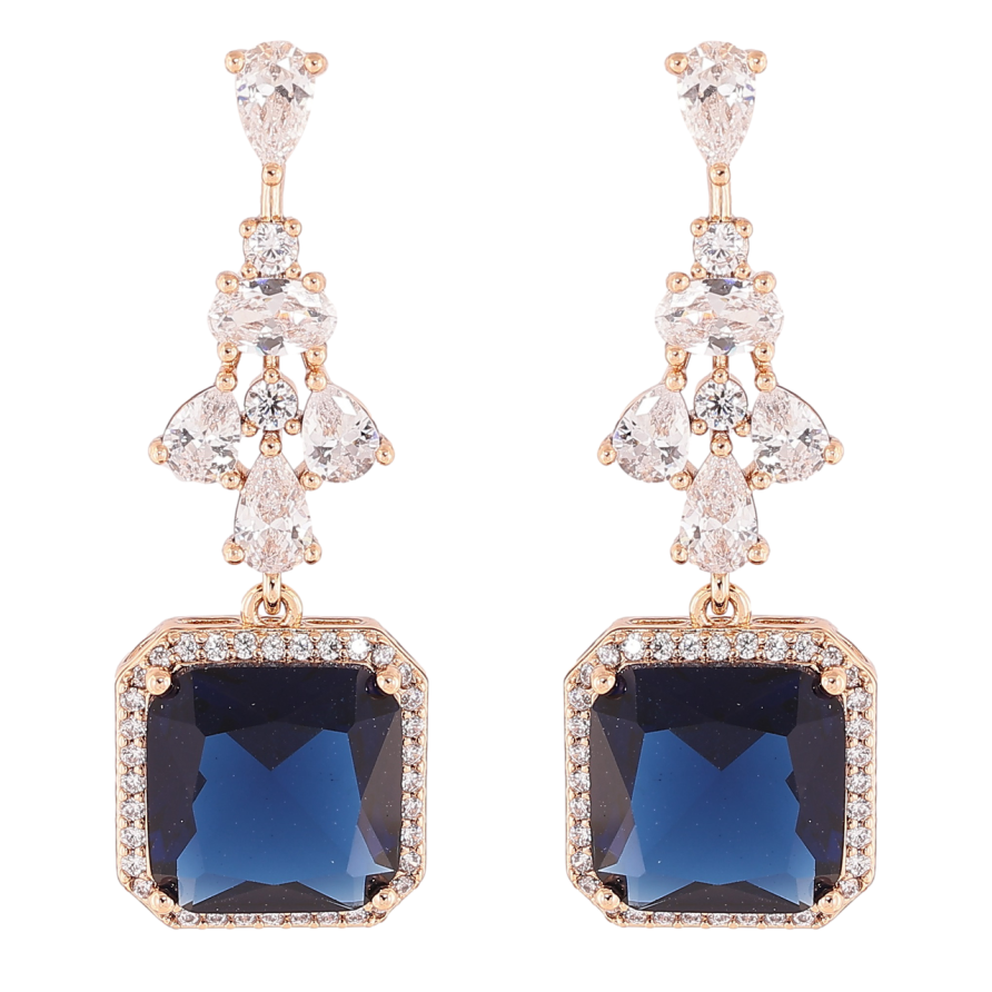 Серьги Xuping Позолота 18K пусеты Изящные подвески с цирконием и синими фианитами фото №1 Серьги Xuping Позолота 18K пусеты Изящные подвески с цирконием и синими фианитами фото №1