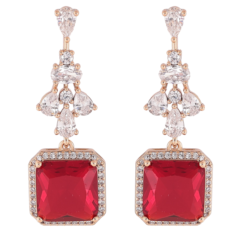 Серьги Xuping Позолота 18K пусеты Изящные подвески с цирконием и красными фианитами фото №1 Серьги Xuping Позолота 18K пусеты Изящные подвески с цирконием и красными фианитами фото №1