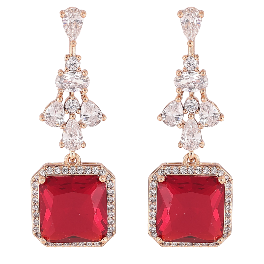Серьги Xuping Позолота 18K пусеты Изящные подвески с цирконием и красными фианитами фото №1 Серьги Xuping Позолота 18K пусеты Изящные подвески с цирконием и красными фианитами фото №1