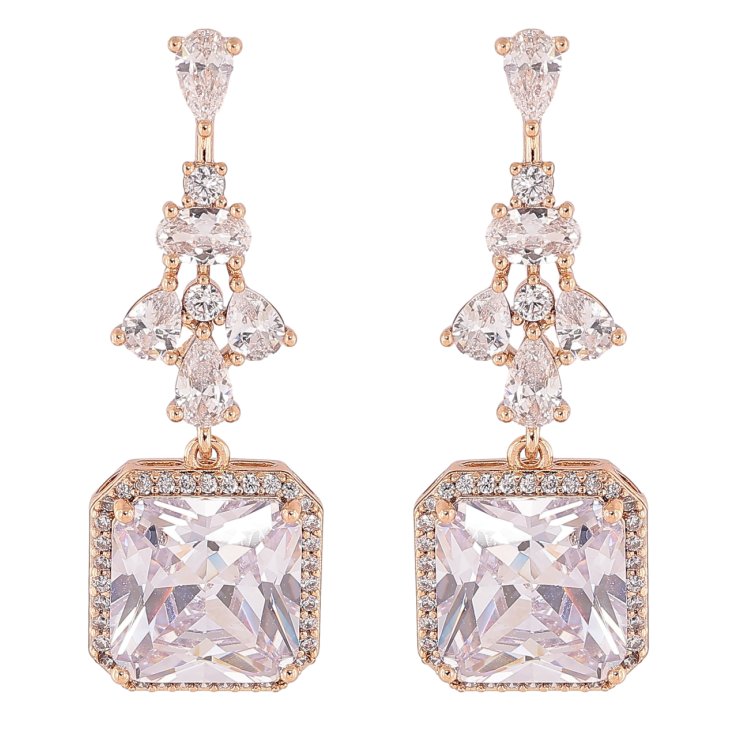 Серьги Xuping Позолота 18K пусеты Изящные подвески с цирконием и фианитами фото №2