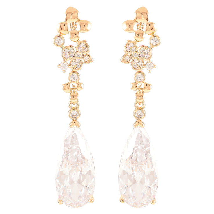 Серьги Xuping Позолота 18K пусеты Подвески с цветочным узором и фианитами фото №21