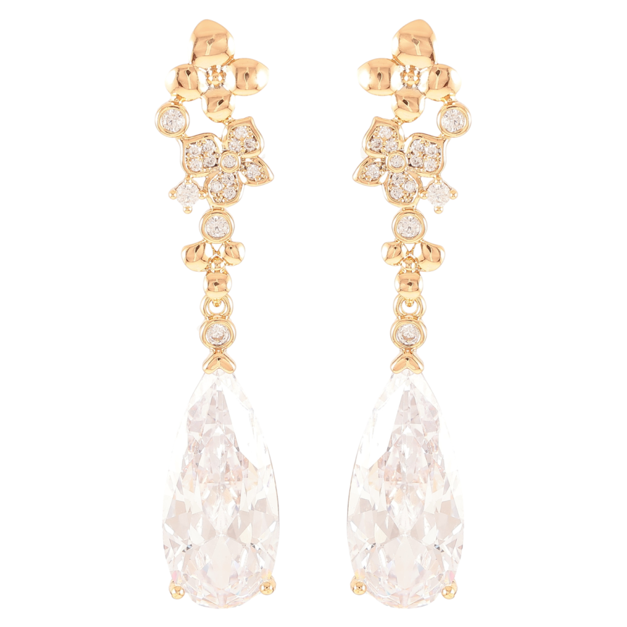 Серьги Xuping Позолота 18K пусеты Подвески с цветочным узором и фианитами фото №1 Серьги Xuping Позолота 18K пусеты Подвески с цветочным узором и фианитами фото №1
