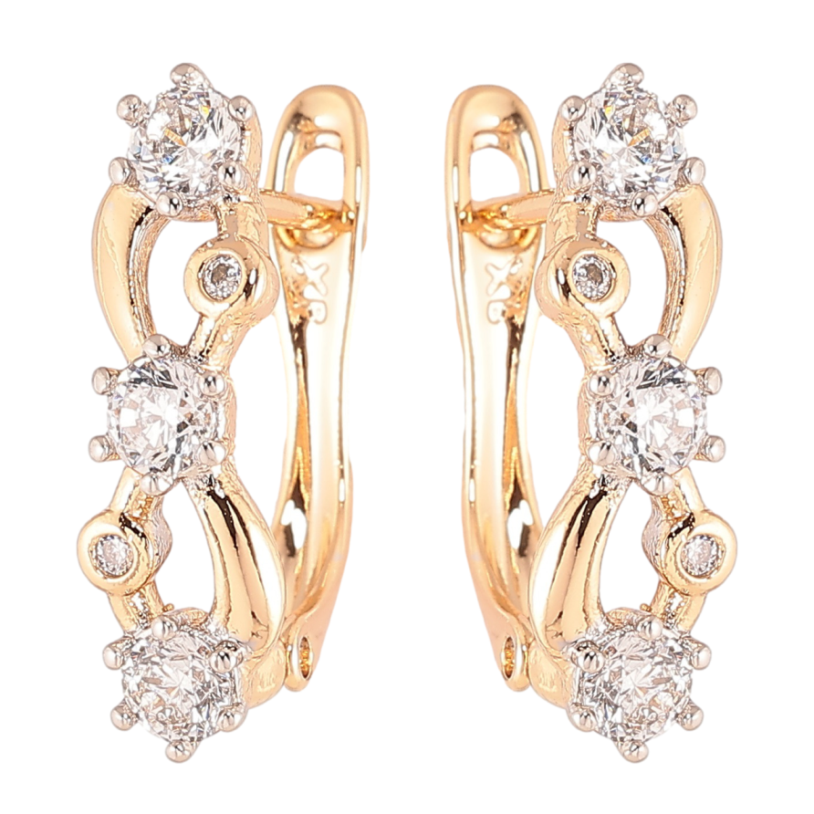 Серьги Xuping Позолота 18K + Родий английский замок Декоративный узор с цирконием фото №1 Серьги Xuping Позолота 18K + Родий английский замок Декоративный узор с цирконием фото №1