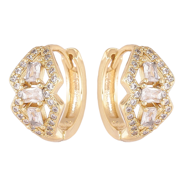 Сережки Xuping Позолота 14K колечка «Декоративний візерунок з цирконієм» фото №8 Сережки Xuping Позолота 14K колечка «Декоративний візерунок з цирконієм» фото №8
