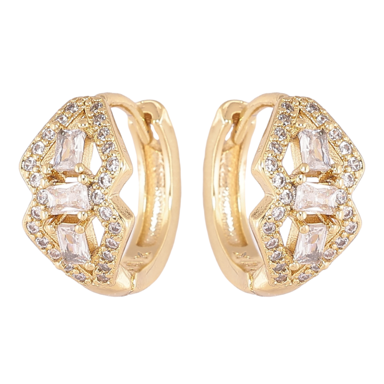 Сережки Xuping Позолота 14K колечка «Декоративний візерунок з цирконієм» фото №3 Сережки Xuping Позолота 14K колечка «Декоративний візерунок з цирконієм» фото №3