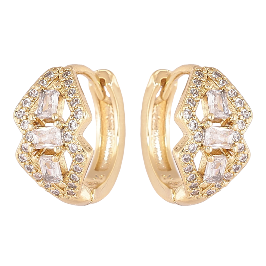 Сережки Xuping Позолота 14K колечка «Декоративний візерунок з цирконієм» фото №1 Сережки Xuping Позолота 14K колечка «Декоративний візерунок з цирконієм» фото №1