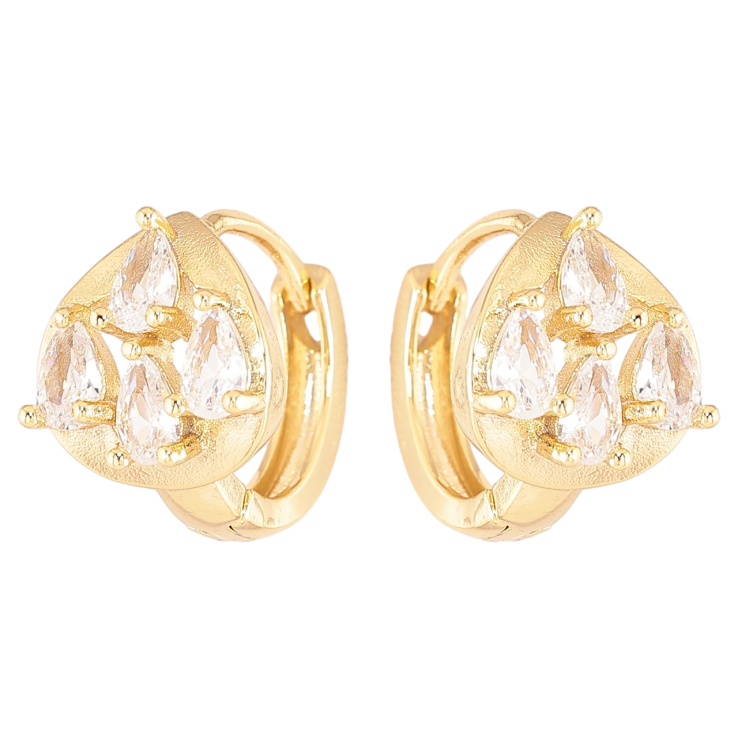 Сережки Xuping Позолота 14K колечка «Кришталеві крапельки» фото №4 Сережки Xuping Позолота 14K колечка «Кришталеві крапельки» фото №4