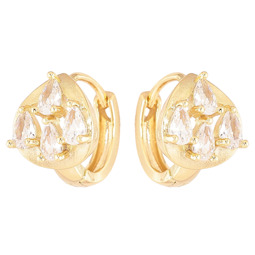 Серьги Xuping Позолота 14K колечки Кристальные капельки фото №1 Серьги Xuping Позолота 14K колечки Кристальные капельки фото №1