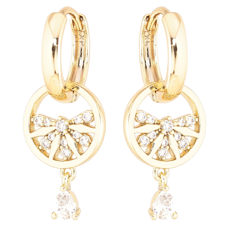 Серьги Xuping Позолота 14K подвески на колечках Круглые подвески с цирконием 2 в 1 фото №24
