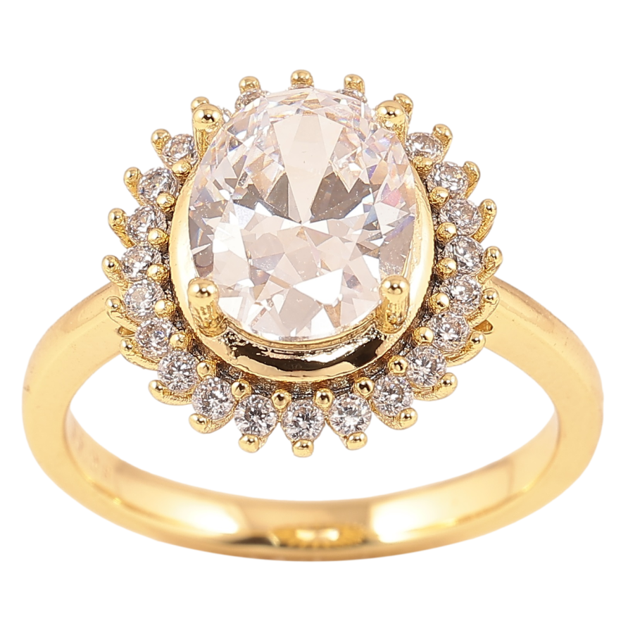 Кольцо Xuping Позолота 14K Фианит в обрамлении циркония фото №1 Кольцо Xuping Позолота 14K Фианит в обрамлении циркония фото №1