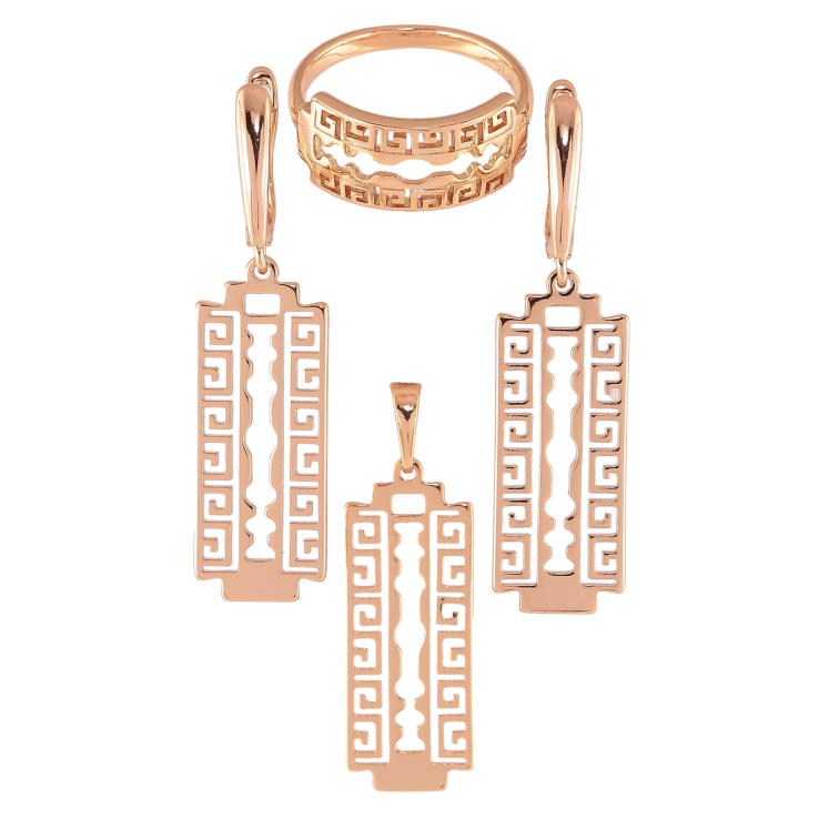 Набор Xuping Позолота 18K Серьги Кулон Кольцо Лезвие фото №3