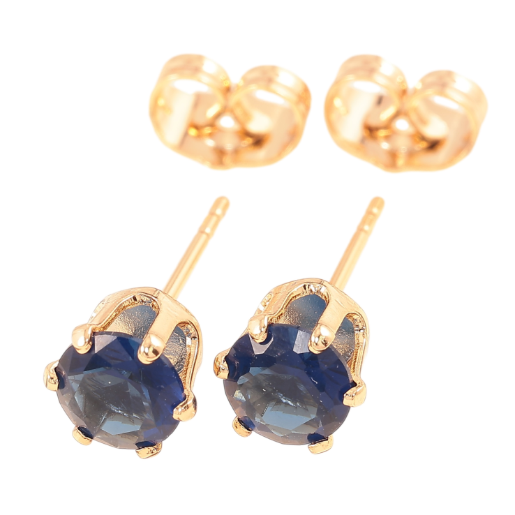 Серьги Xuping Позолота 18K пусеты Синие фианиты в 6-ти крапановой оправе ø 6мм фото №19