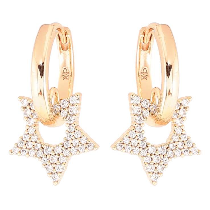 Серьги Xuping Позолота 18K подвески на колечках Звезды с цирконием фото №2