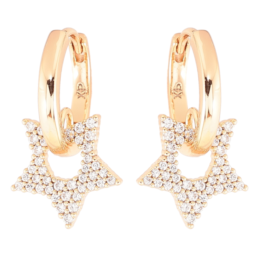 Серьги Xuping Позолота 18K подвески на колечках Звезды с цирконием фото №1 Серьги Xuping Позолота 18K подвески на колечках Звезды с цирконием фото №1