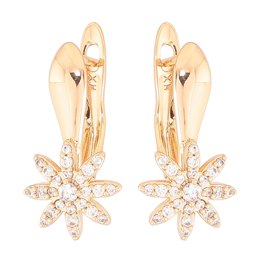 Серьги Xuping Позолота 18K английский замок Цветочки с цирконием фото №1 Серьги Xuping Позолота 18K английский замок Цветочки с цирконием фото №1