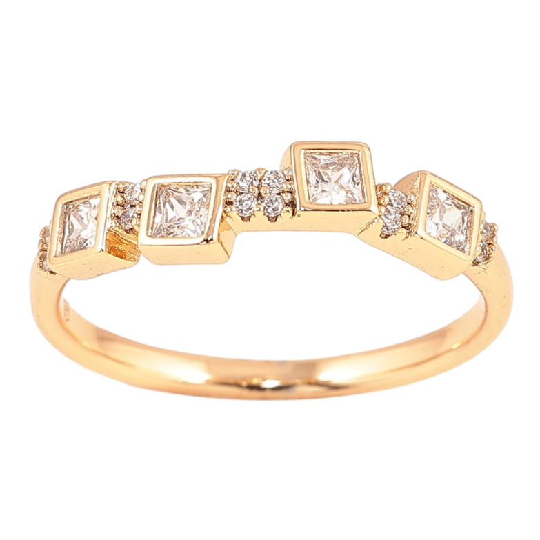 Каблучка Xuping Позолота 18K «Кришталева доріжка» фото №4