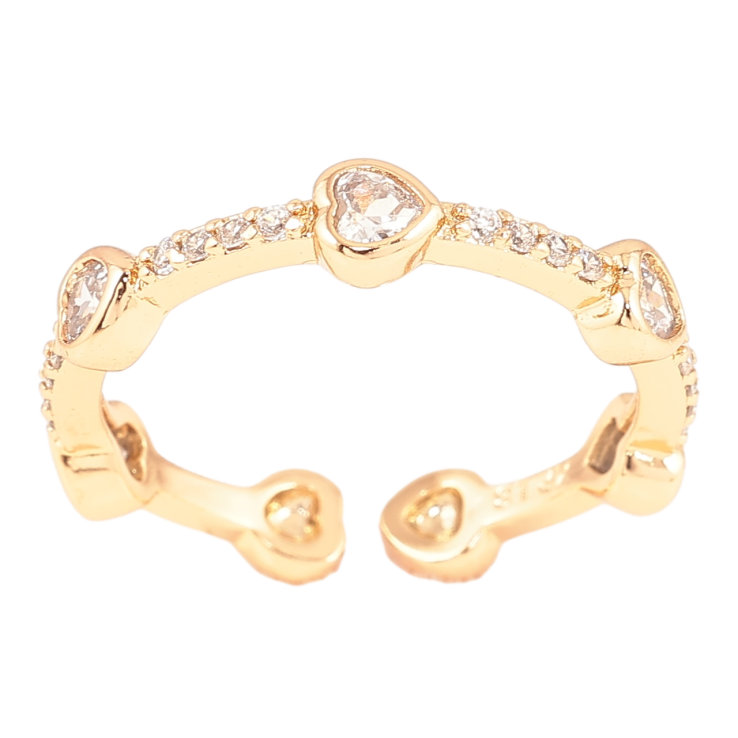 Кольцо Xuping Позолота 18K Дорожка циркония с кристальными сердечками фото №22 Кольцо Xuping Позолота 18K Дорожка циркония с кристальными сердечками фото №22