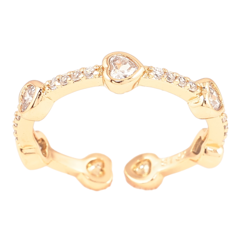 Каблучка Xuping Позолота 18K «Доріжка цирконію з кришталевими сердечками» фото №2 Каблучка Xuping Позолота 18K «Доріжка цирконію з кришталевими сердечками» фото №2