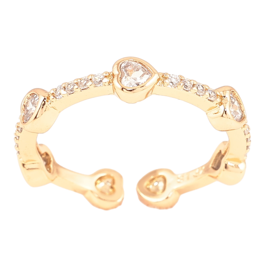 Кольцо Xuping Позолота 18K Дорожка циркония с кристальными сердечками фото №1 Кольцо Xuping Позолота 18K Дорожка циркония с кристальными сердечками фото №1
