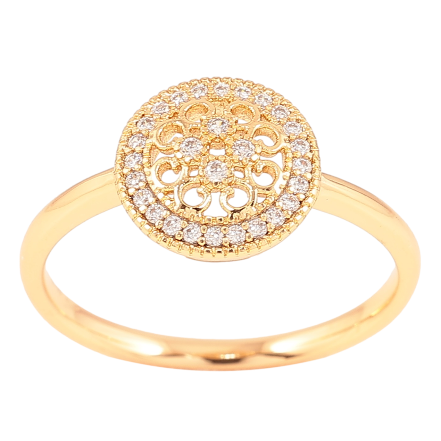 Каблучка Xuping Позолота 18K «Ажурне коло з цирконієм» фото №1 Каблучка Xuping Позолота 18K «Ажурне коло з цирконієм» фото №1