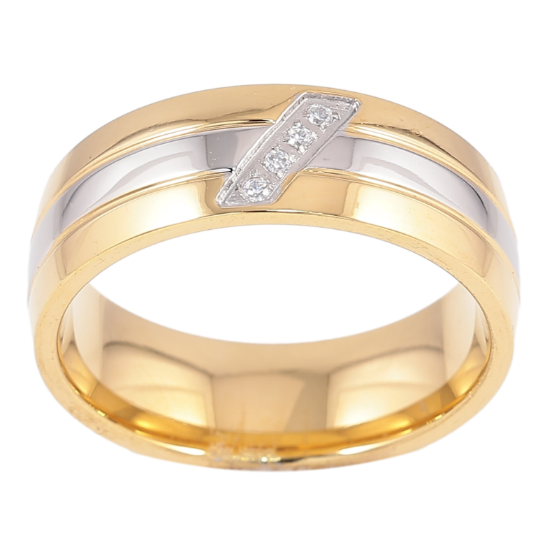 Каблучка Xuping TTM Stainless Steel Колір 14К + Родій «Доріжка цирконію, шир. 7мм» фото №1 Каблучка Xuping TTM Stainless Steel Колір 14К + Родій «Доріжка цирконію, шир. 7мм» фото №1
