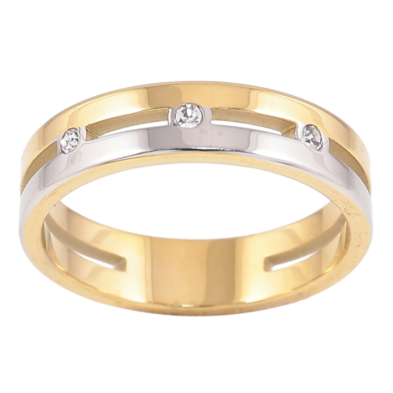 Каблучка Xuping TTM Stainless Steel Колір 14К + Родій «Вставки цирконію, шир. 5мм» фото №2 Каблучка Xuping TTM Stainless Steel Колір 14К + Родій «Вставки цирконію, шир. 5мм» фото №2