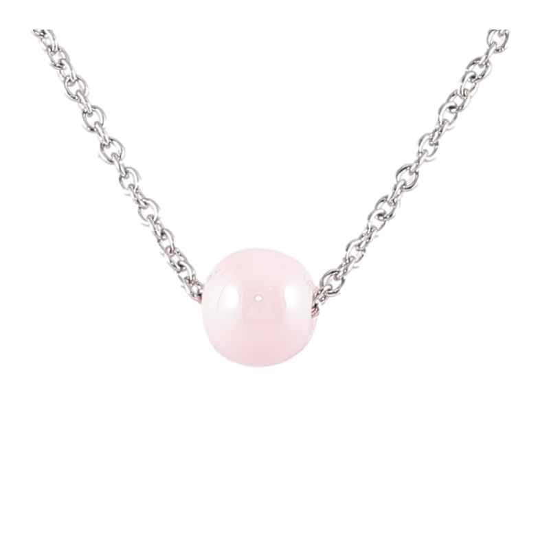 Подвеска на цепочке Xuping ТТМ Stainless Steel цвет Родий Розовая керам. бусина, ø 8мм дл. 43-47см х 1мм фото №1 Подвеска на цепочке Xuping ТТМ Stainless Steel цвет Родий Розовая керам. бусина, ø 8мм дл. 43-47см х 1мм фото №1