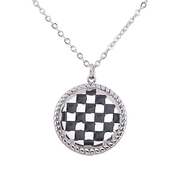 Подвеска на цепочке Xuping ТТМ Stainless Steel цвет Родий Круг с шахматным узором дл. 43-48см х 1мм фото №13 Подвеска на цепочке Xuping ТТМ Stainless Steel цвет Родий Круг с шахматным узором дл. 43-48см х 1мм фото №13