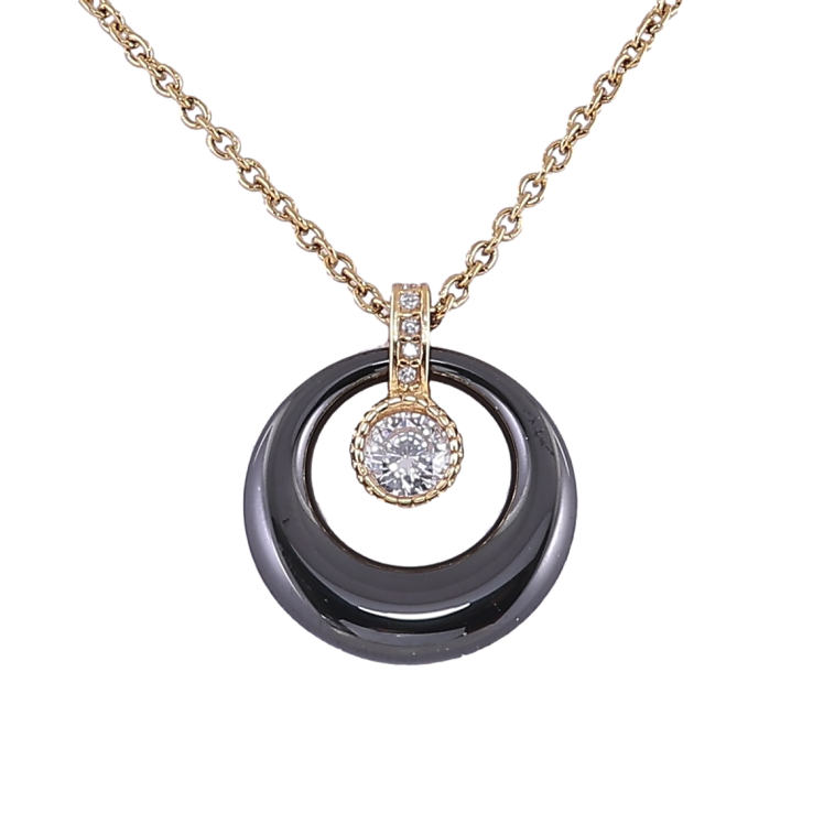 Подвеска на цепочке Xuping ТТМ Stainless Steel цвет 14К Черное керамическое колечко дл. 43-48см х 1.5мм фото №19 Подвеска на цепочке Xuping ТТМ Stainless Steel цвет 14К Черное керамическое колечко дл. 43-48см х 1.5мм фото №19
