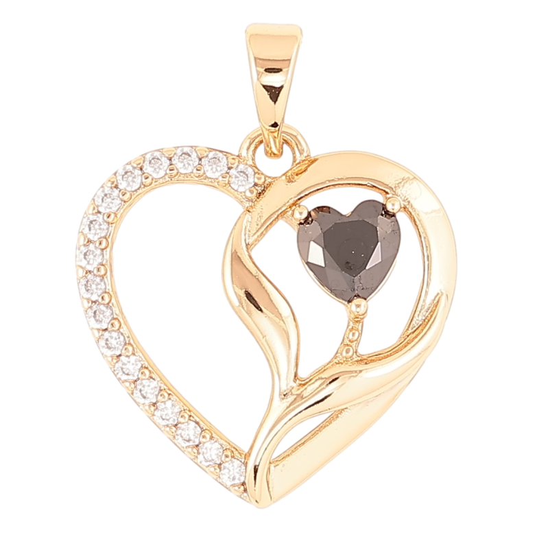 Кулон Xuping Позолота 18K «Серце з цирконієм і чорним фіанітом» для ланцюжка до 5мм фото №2 Кулон Xuping Позолота 18K «Серце з цирконієм і чорним фіанітом» для ланцюжка до 5мм фото №2