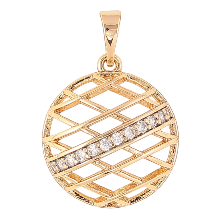 Кулон Xuping Позолота 18K «Різьблене коло з доріжкою цирконію» для ланцюжка до 5мм фото №1 Кулон Xuping Позолота 18K «Різьблене коло з доріжкою цирконію» для ланцюжка до 5мм фото №1