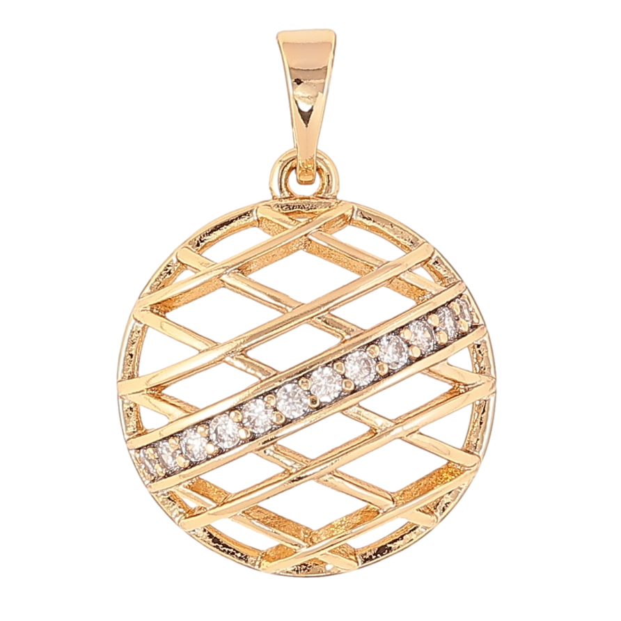Кулон Xuping Позолота 18K «Різьблене коло з доріжкою цирконію» для ланцюжка до 5мм фото №1 Кулон Xuping Позолота 18K «Різьблене коло з доріжкою цирконію» для ланцюжка до 5мм фото №1