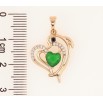 Кулон Xuping Позолота 18K Сердечко с дельфином и зеленым фианитом для цепочки до 5мм фото №2