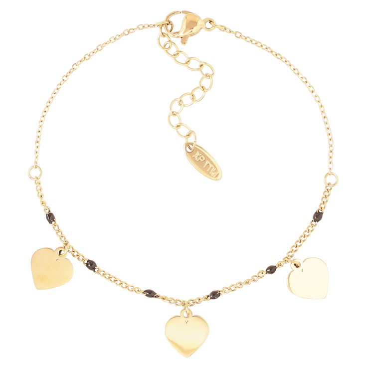 Браслет Xuping ТТМ Stainless Steel цвет 14K Цепочка с подвесками сердечками с доп.цепочкой 18-21.5см х 1мм фото №7 Браслет Xuping ТТМ Stainless Steel цвет 14K Цепочка с подвесками сердечками с доп.цепочкой 18-21.5см х 1мм фото №7