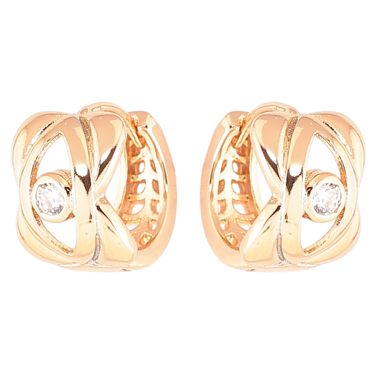 Серьги Xuping Позолота 18K колечки Декоративный узор с цирконием фото №2 Серьги Xuping Позолота 18K колечки Декоративный узор с цирконием фото №2