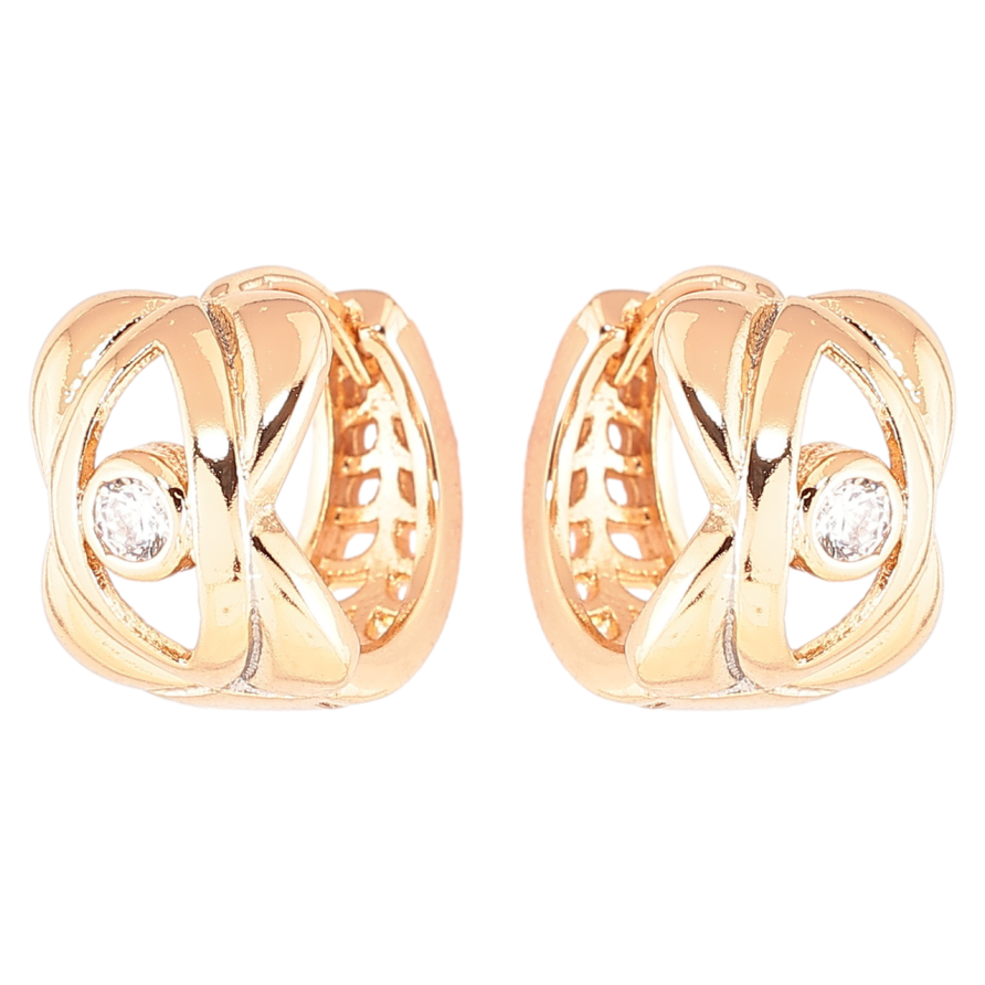 Серьги Xuping Позолота 18K колечки Декоративный узор с цирконием фото №1 Серьги Xuping Позолота 18K колечки Декоративный узор с цирконием фото №1
