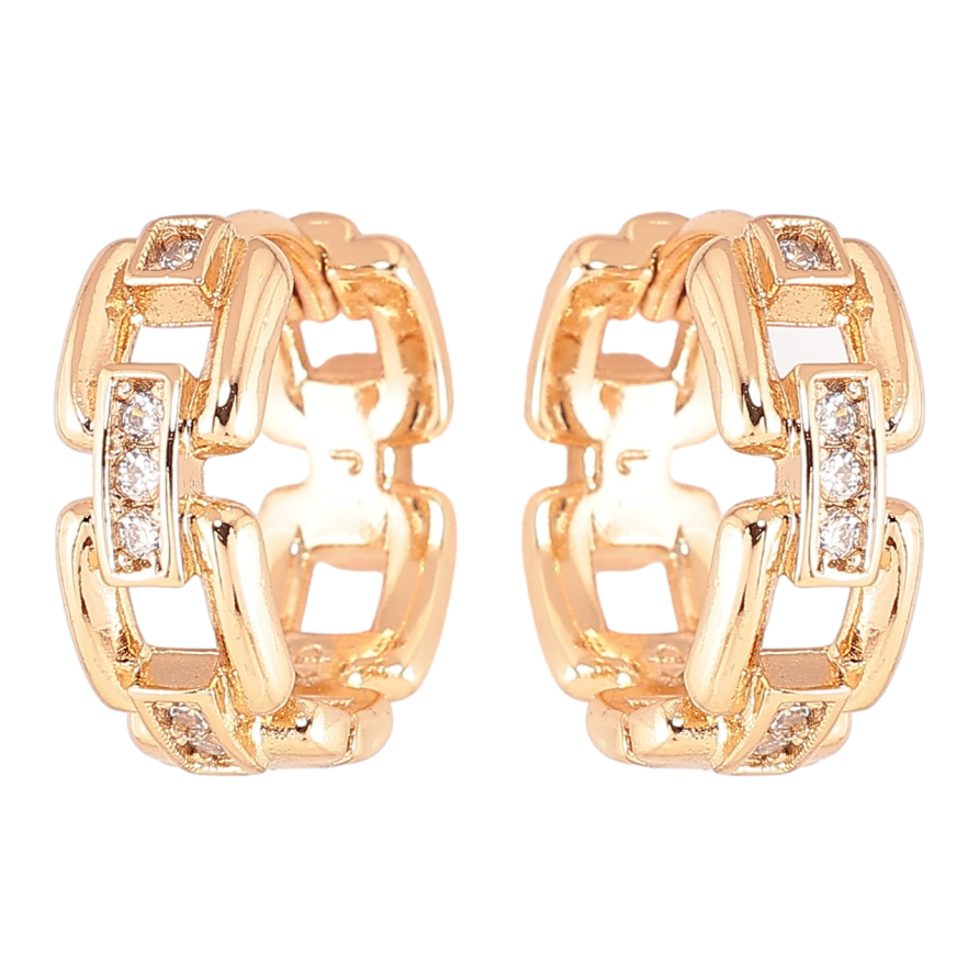 Сережки Xuping Позолота 18K колечка «Візерунок з цирконієм» фото №1 Сережки Xuping Позолота 18K колечка «Візерунок з цирконієм» фото №1
