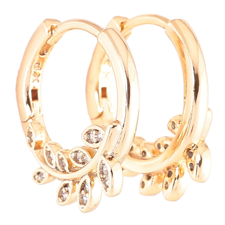 Серьги Xuping Позолота 18K колечки Веточки с цирконием фото №6 Серьги Xuping Позолота 18K колечки Веточки с цирконием фото №6