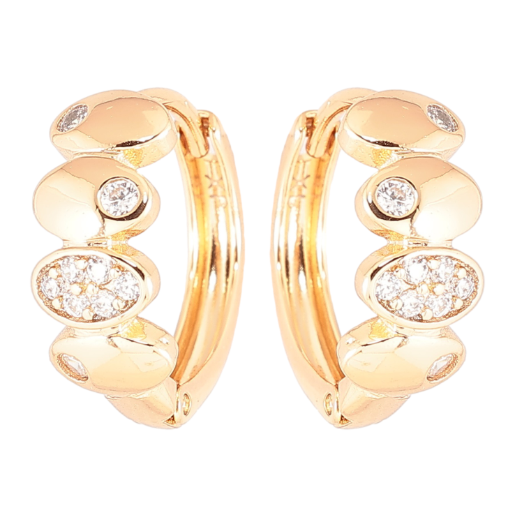 Сережки Xuping Позолота 18K колечка «Візерунок з цирконієм» фото №6 Сережки Xuping Позолота 18K колечка «Візерунок з цирконієм» фото №6